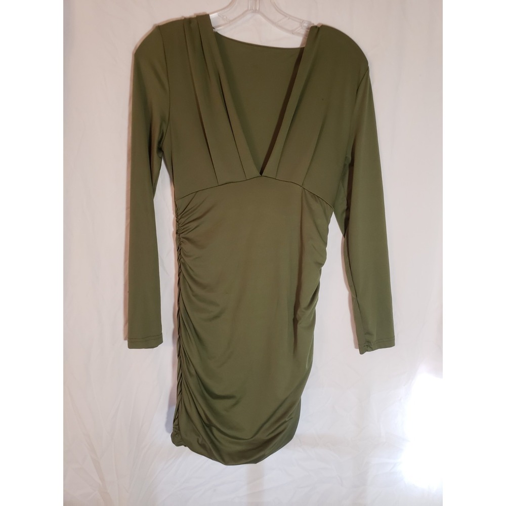 Women's Long Sleeve Olive Green Bodycon Dress Size L